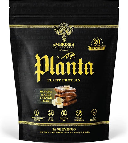 Ambrosia Planta - Premium Plant-Based Protein | Vegan & Keto Friendly | Gourmet Flavors with No Bloating or Stomach Upset | No Added Sugar | 14 Servings | (Banana Maple)