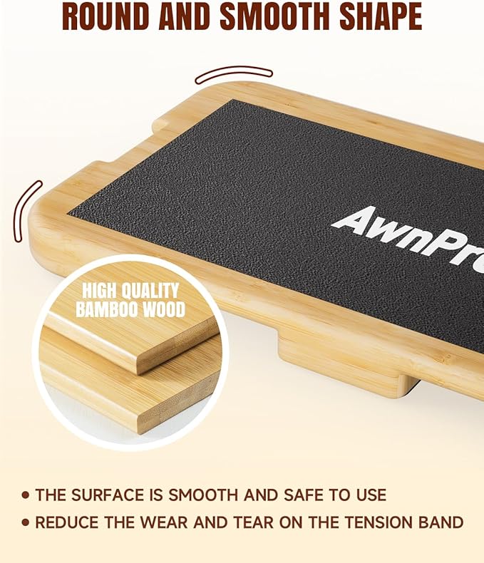 Resistance Band Foot Plate,Wood Non-Slip Exercise Platform Fitness Board for Elastic Band Stretch Bands Pull Up Bands Working Out