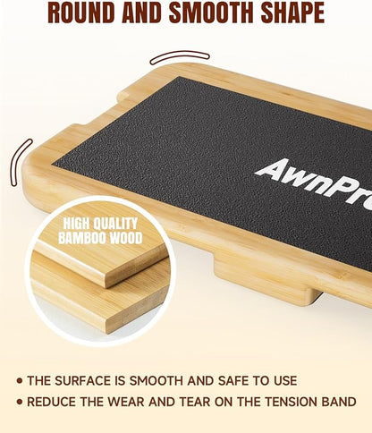 Resistance Band Foot Plate,Wood Non-Slip Exercise Platform Fitness Board for Elastic Band Stretch Bands Pull Up Bands Working Out