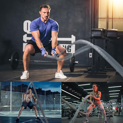 Battle Ropes Gray Workout Rope 1.5inch Battle Ropes for Home Gym 30ft Exercise Ropes for Working Out Heavy Ropes for Exercise Training Weighted Rope Weighted Workout Rope Battle Rope