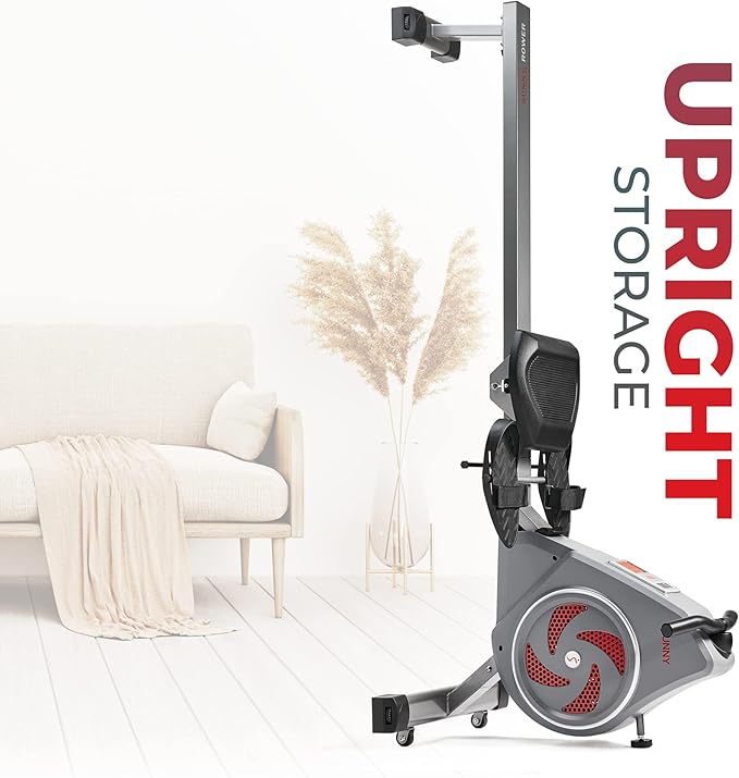 Sunny Health & Fitness Rower w/Long Slide Rail, Cardio Rowing Equipment for Home Gym Training w/LCD Monitor & Device Holder, Optional Free SunnyFit App Bluetooth Connection