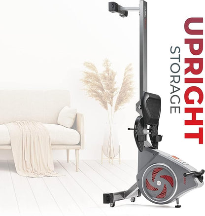 Sunny Health & Fitness Rower w/Long Slide Rail, Cardio Rowing Equipment for Home Gym Training w/LCD Monitor & Device Holder, Optional Free SunnyFit App Bluetooth Connection