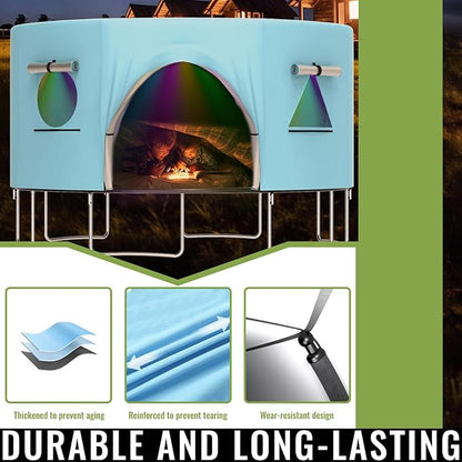 Gardenature 10FT/12FT/14FT Trampoline Tent(Tent Only), Fit Round Trampolines, Shade Cover with LED Light, Outdoor Trampolien Accessories, Anti-Tear