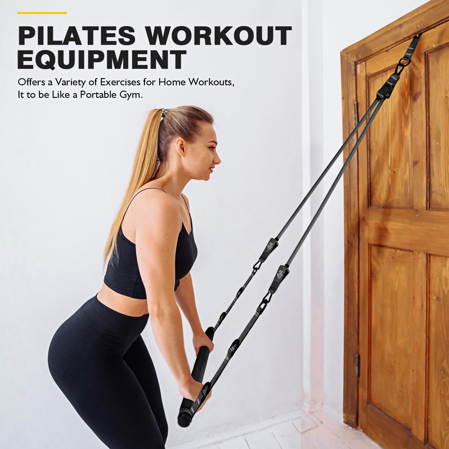 Ayombo Pilates Bar, Multifunctional Pilates Bar Kit with Resistance Bands, Adjustable Fitness