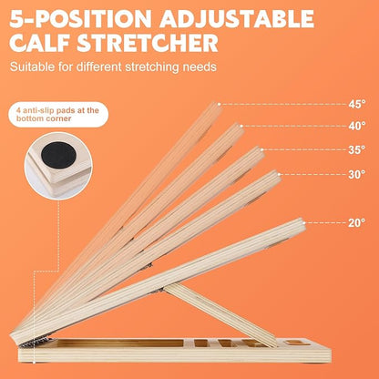 Slant Board for Calf Stretching, Adjustable Wooden Calf Stretcher Incline Board, Calf Stretch Board for Squats Leg Knees Heel Ankle Stretching