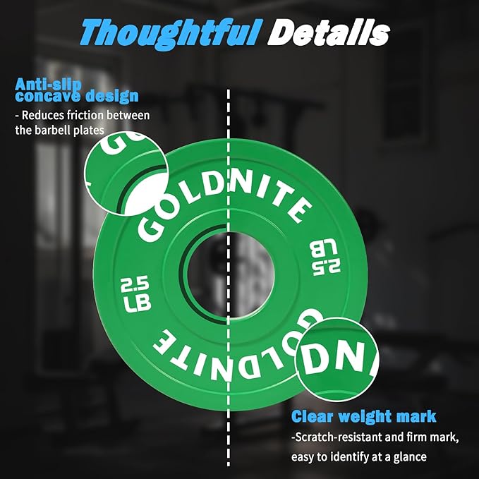 Change Plates Set 1.25LB 2.5LB 5LB Set Fractional Weight Plate Olympic Bumper Plates for Cross Training Steel Insert Strength Training Weight Plates