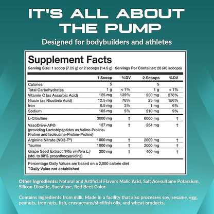 Granite Supplements Vaso Blast, Rainbow Candy Flavor, Stimulant-Free Pre Workout for Men & Women with Grapeseed Extract, Arginine Nitrite, & VasoDrive-AP for Max Pump (20 Servings)