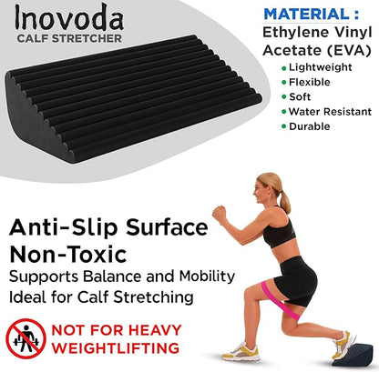 Slant Board for Calf Stretching | Ankle Balance Board, Ankle Exerciser Strengthener for Relief of Plantar Fasciitis, Achilles Tendonitis & Calf Tightness | Calf Stretcher with 5 Resistance Bands & Carry Bag
