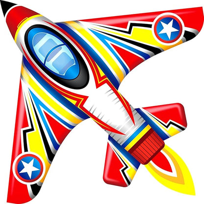 Kite Airplane Kite for Boys and Girls, Easy to Fly with Kites for Kids Ages 4-8, Beach Flying Kites for Outdoor Trip Park Family Game (Fighter Plane-Red)