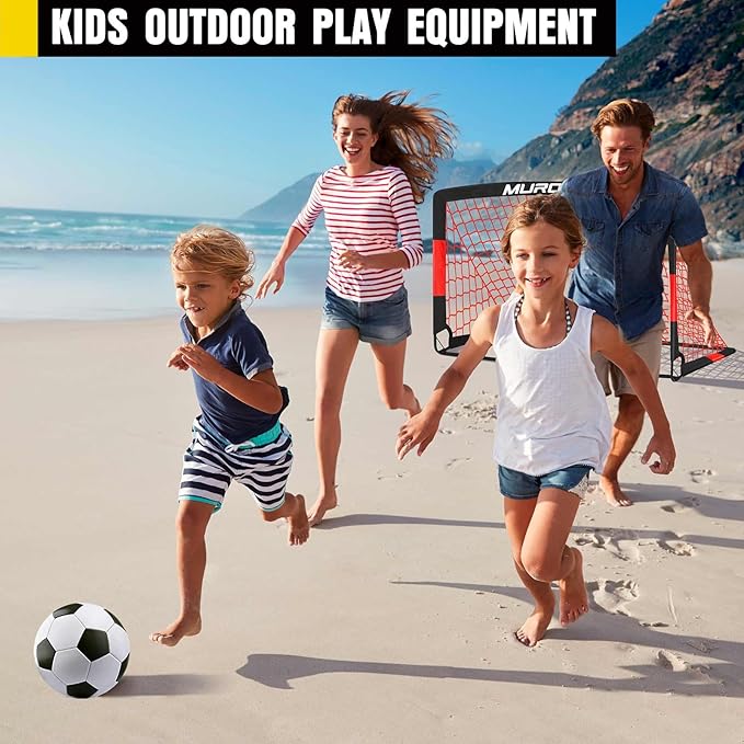 Soccer Goal, Kids Soccer Goals for Backyard Set, 2 Pack of Portable Pop Up Soccer Net with Soccer Ball, Cones, Complete Training Equipment for Youth, Toddler Outdoor Sports Games