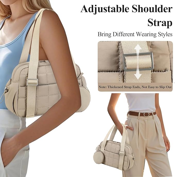 CAMTOP Mini Gym Bag for Women, Small Gym Tote Bag Puffy Quilted Sports Duffel Bag with Wet Compartment and Coin Purse Duffel Bags Dance Yoga Workout Bag