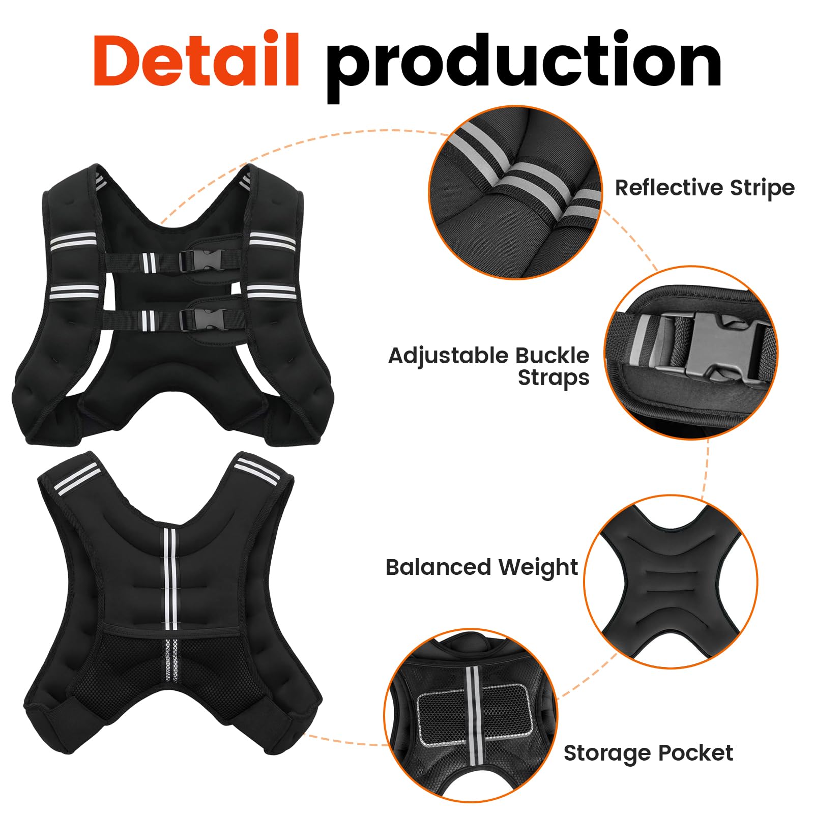 Poudee Weighted Vest, 12LB Weight Vest for Men Women, Body Weight Vests Adjustable with Reflective