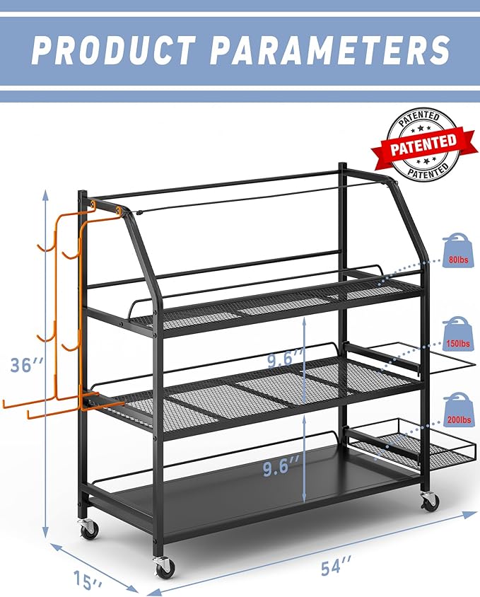 Weight Rack for Dumbbells - Home Gym Storage Rack - Dumbbell and Weight Organizer with 4 Flexible Wheels and Unique Storage on Both Sides