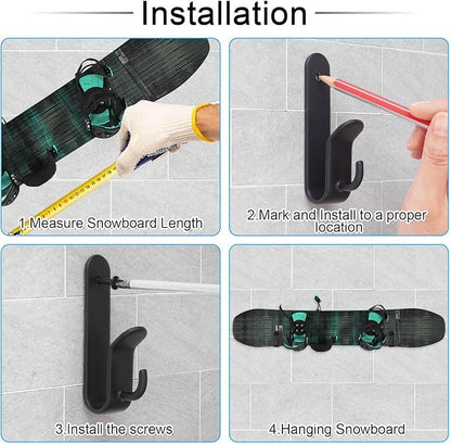 Snowboard Wall Mount Clips, Horizontal Skateboard Wall Mount，Snowboard Display Stand for Room, Garage