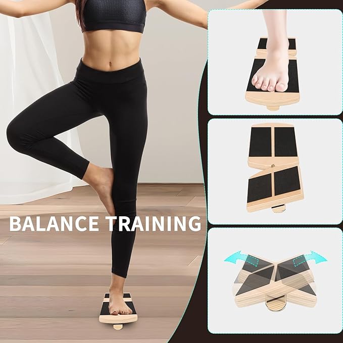 Ankle Foot Strengthener, New Sprain Exerciser, Single Leg Balance Board for Stability Training, Posture Corrector, Home Gym Fitness Equipment (Log color)