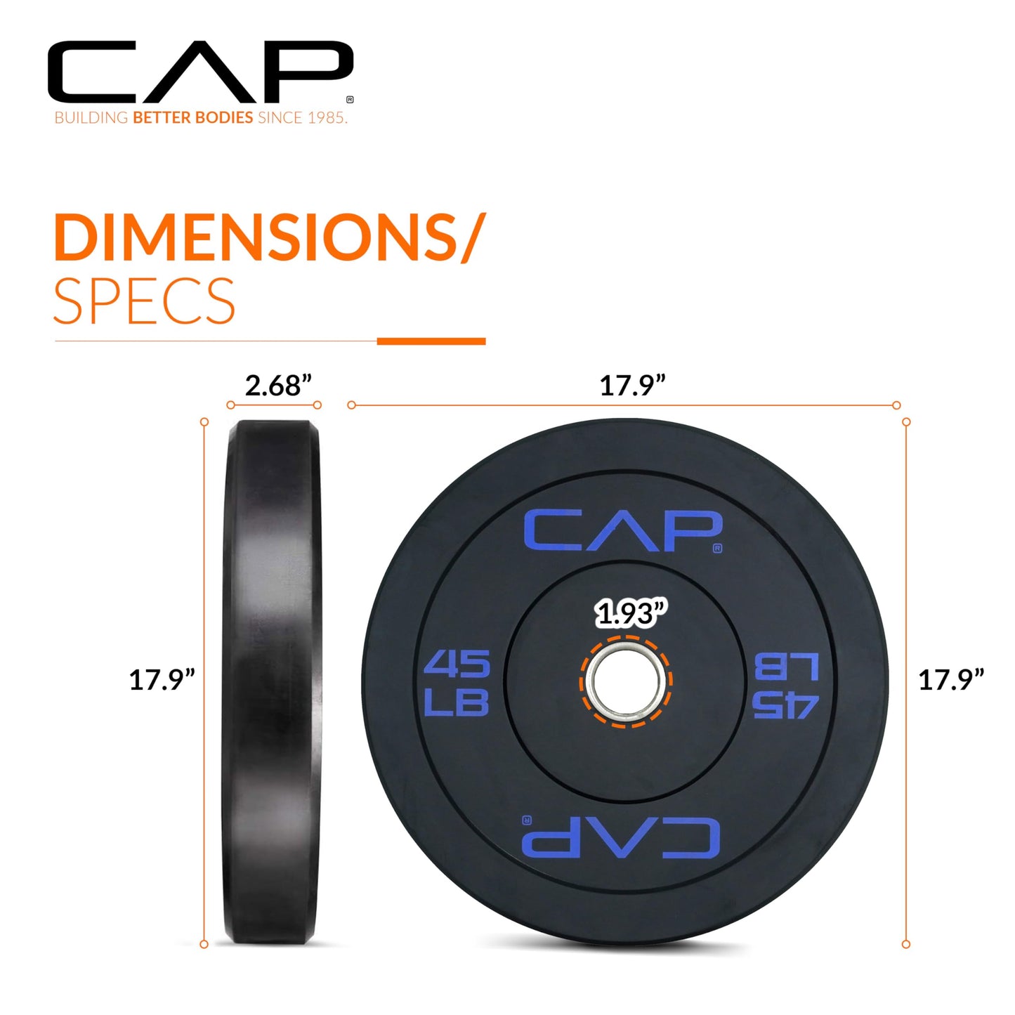 CAP 45lb Economy Olympic Bumper Plate, Single