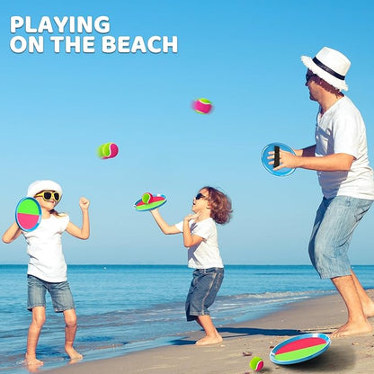 Toss and Catch Ball Game Set, Beach Outdoor Toys for Kids Boys with Paddle, Balls and Storage Bag, Yard Backyard Outside Indoor Toys Games Gifts for Kids Boys Girls Ages 3 4 5 6 7 8 9 10