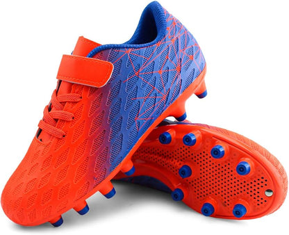 brooman Kids Firm Ground Soccer Cleats Boys Girls Athletic Outdoor Football Shoes