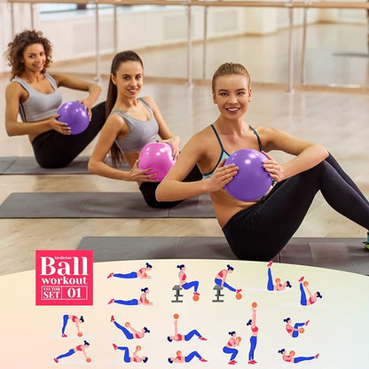 Aoriher 10 Pieces 9 Inch Exercise Pilates Ball Yoga Therapy Core Ball for Yoga Stability Barre Training Stretching Physical Posture Training Gym