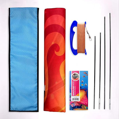 Mint's Colorful Life Devil Fish Kite for Kids and Adults，Easy to Fly Delta Kites Single Line Large, 300ft Kite String Handle Include