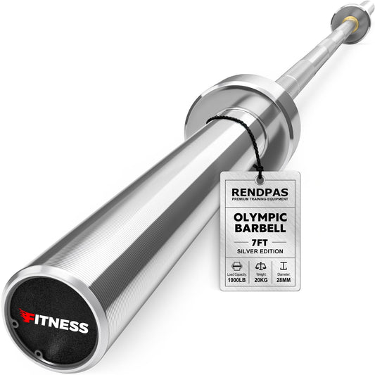 Rendpas 7FT Olympic Barbell for Home Gym Strength Training, 45 Lbs 2-inch Weight Bar with 28mm