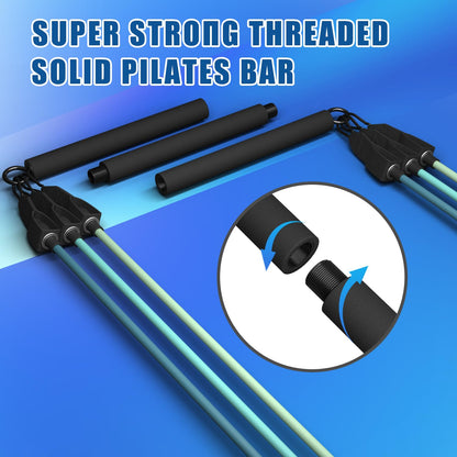 VEICK Pilates Bar Kit with Resistance Bands, Elastic Workout Bands for Men and Women, Set of 5