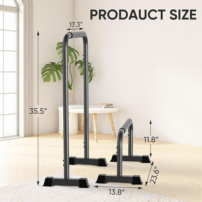 Dip Bar, 2-in-1 Adjustable Dip Stand Station for Home Workout, Heavy Duty Parallel Bars Workout Equipment for Strength Training
