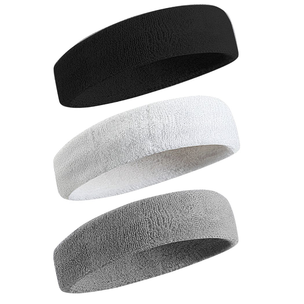 BEACE Sweatbands Sports Headband for Men & Women - Moisture Wicking Athletic Cotton Terry Cloth