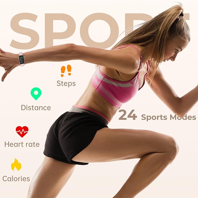 Health Fitness Tracker Smart Watch with 24/7 Heart Rate, Blood Oxygen, Sleep Tracker, Pedometer, 3 Colorful Bands & 3ATM Waterproof Activity Tracker with Step Calorie Counter, Bubble Pink