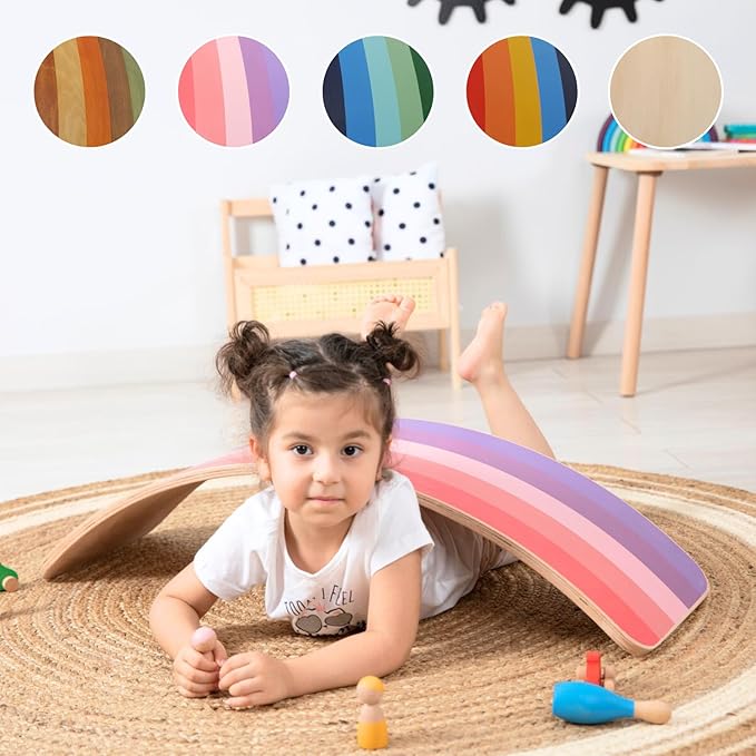 bee smart Wooden Balance Board- Wobble Board for Kids, Natural Toddler Balance Rocker | Ideal Tool for Exercise, Rehabilitation and Fun