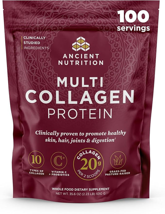 Ancient Nutrition Collagen Peptides Powder, Multi Collagen Protein, Women & Men, Vitamin C