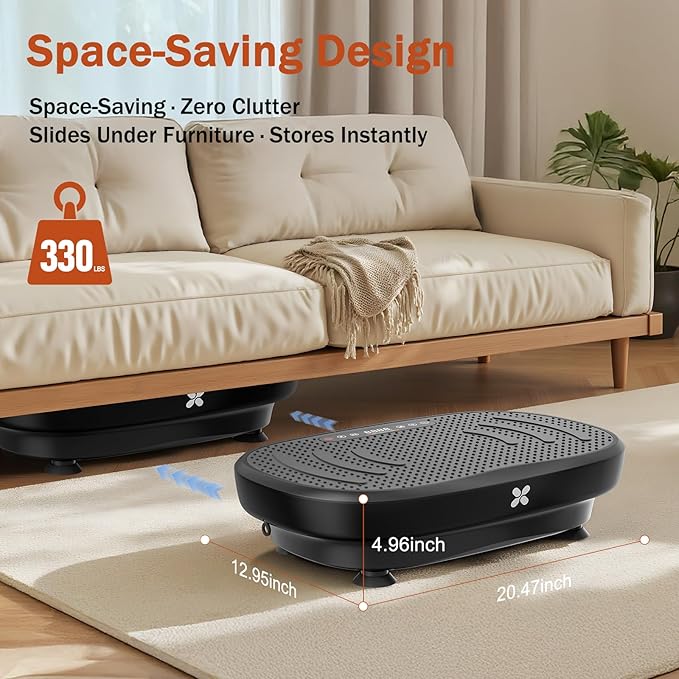 Vibration Plate Exercise Machine, Vibration Plate Platform with Bluetooth & Resistance Bands, Curved Design Full Body Workout Vibration Plate for Weight Loss, Muscle Recovery, Home