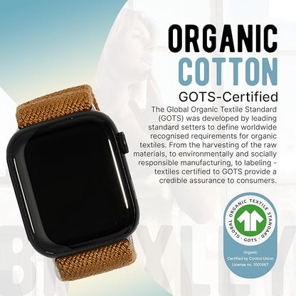 Braxley Bands - Organic Cotton Watch Bands For Women and Men, Compatible With All Apple Watch Sizes and Series - Washable, Sweat-Absorbent, Breathable Fit, Elastic Smart Watch Bands