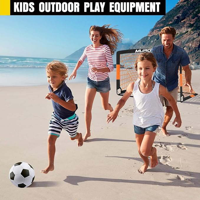 Soccer Goal, Kids Soccer Goals for Backyard Set, 2 Pack of Portable Pop Up Soccer Net with Soccer Ball, Cones, Complete Training Equipment for Youth, Toddler Outdoor Sports Games