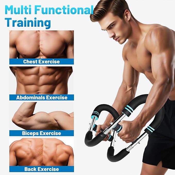 Twister Arm & Chest Trainer - Adjustable 3 Resistance Levels (0-132lbs), Detachable Strength Training Equipment for Home Gym, Men & Women