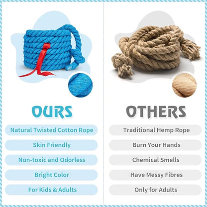 Tug of War Rope for Kids and Adults,Outdoor Field Day Family Reunion Birthday Party, Summer Outside Yard Backyard Lawn, Camping Picnic Carnival Games,Team Building (Blue, 20FT)