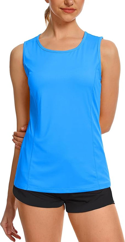 TACVASEN Women's UPF 80+ Workout Tank Top Sleeveless Quick Dry Sun Protection Hiking Athletic Gym Yoga Running Shirts