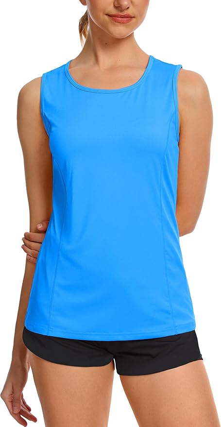 TACVASEN Women's UPF 80+ Workout Tank Top Sleeveless Quick Dry Sun Protection Hiking Athletic Gym Yoga Running Shirts