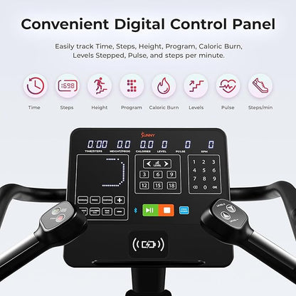 Sunny Health & Fitness Premium High-Intensity Smart Stepper Stair Climber, Commercial Grade, Cardio Workout Programs, Free SunnyFit App Bluetooth Connection, 350-400 LB Weight Capacity