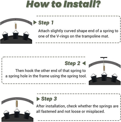 Trampoline Springs Replacement 3.5" to 8.5" Galvanized Steel Heavy Duty High Tensile Universal Trampoline Accessories with T-Hook Tool, 12 to 48 Pack