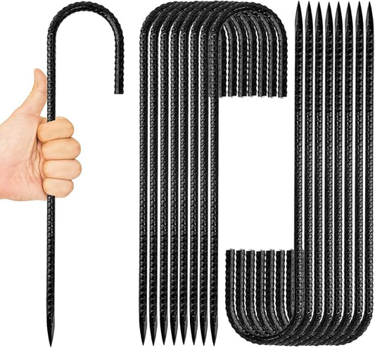 Anothera 16 Pack Heavy Duty Trampoline Stakes, 12 Inches Trampoline Anchors High Wind, Heavy Duty J