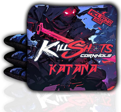 Killshots Cornhole | Katana Series | Limited Edition | ACL Certified Cornhole Bags | Premium Quality | Dual-Speed | Durable & Weather Resistant | Set of 4 Bags
