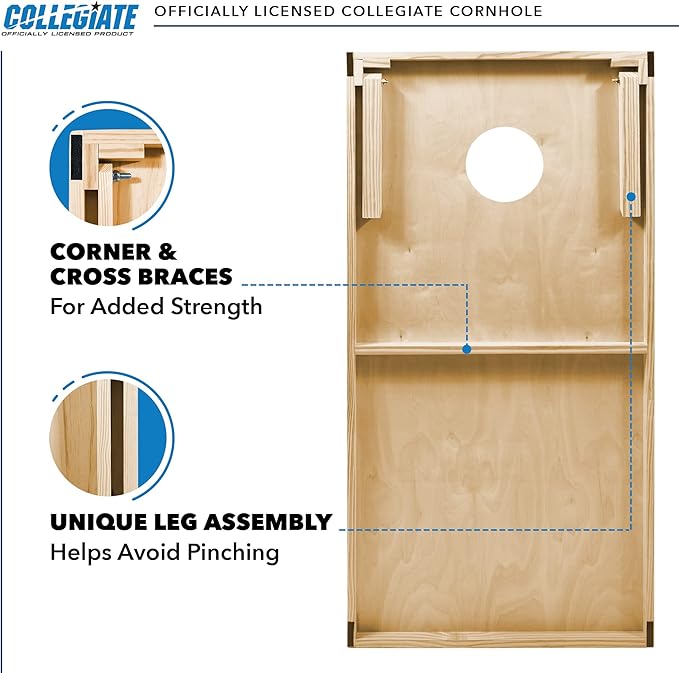 2' x 3' Solid Wood Cornhole Set with Direct Print HD Team Graphics – Great Gift for Any NCAA Fan! Bean Bag Toss Family Outdoor Games