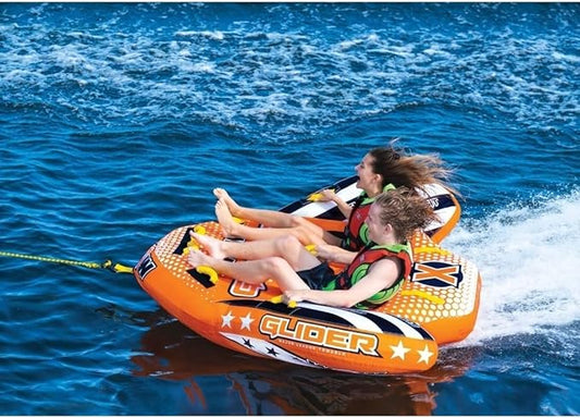 WOW Sports - Glider Inflatable Towable Tube w/ Flex Seating - 1 - 2 Riders - Perfect For Kids &