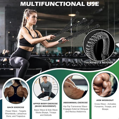 Ropeless Battle Ropes for Home Gym, Weighted Workout Cords for HIIT, Strength, and Low-Impact Cardio Training