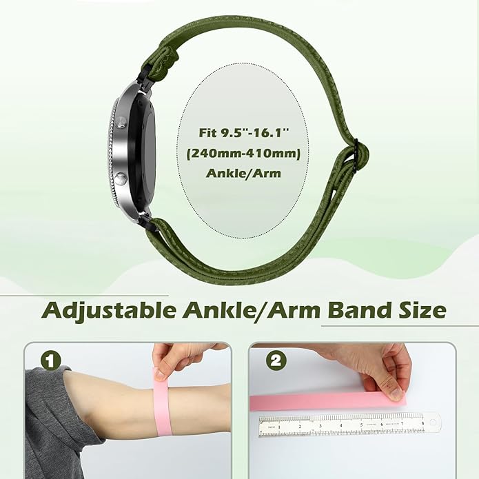 2 Pack Elastic Ankle/Arm Watch Bands Compatible with Garmin Venu 3/Venu 2/Vivoactive 4, Garmin Forerunner 570 47mm/265/255/255 Music, 22mm Sport Nylon Replacement Strap for Amazfit GTR 4/3/2