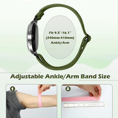 2 Pack Elastic Ankle/Arm Watch Bands Compatible with Garmin Venu 3/Venu 2/Vivoactive 4, Garmin Forerunner 570 47mm/265/255/255 Music, 22mm Sport Nylon Replacement Strap for Amazfit GTR 4/3/2