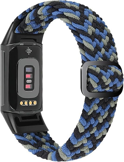 Braided Band Compatible with Fitbit Charge 6/Fitbit Charge 5, Soft Nylon Solo Loop Adjustable Replacement Wristband for Women Men