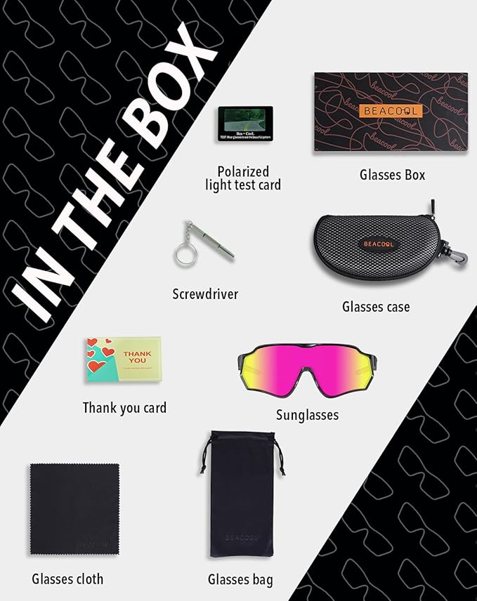 BEACOOL Polarized Running Sunglasses for Men Women UV400 Protection TR90 Sport Sunglasses for Fishing Cycling Baseball