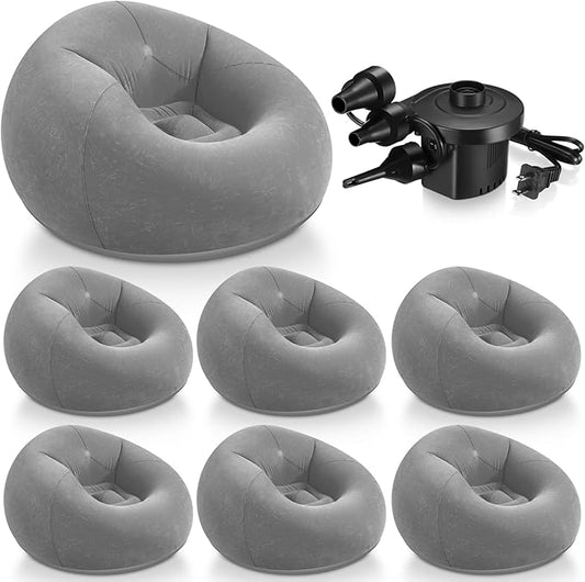 Realspring 6 Pcs Bean Bag Chairs for Adults Inflatable Chairs with Electric Air Pump,Blow up Couch